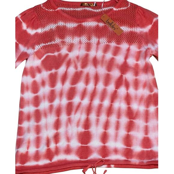 Belldini NEW Size Large New Coral and White Tie Dye Open Knit Pullover Sweater - Picture 11 of 12
